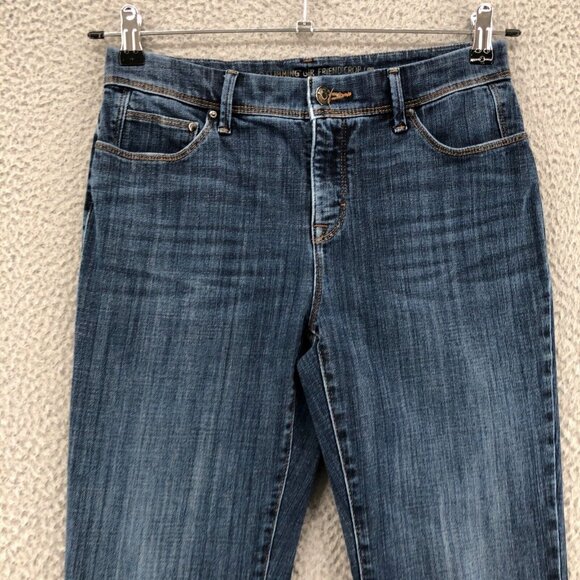 Chicos Jeans Womens 00 US 2 Blue So Slimming Medium Wash Denim Girlfriend Crop - Picture 2 of 12